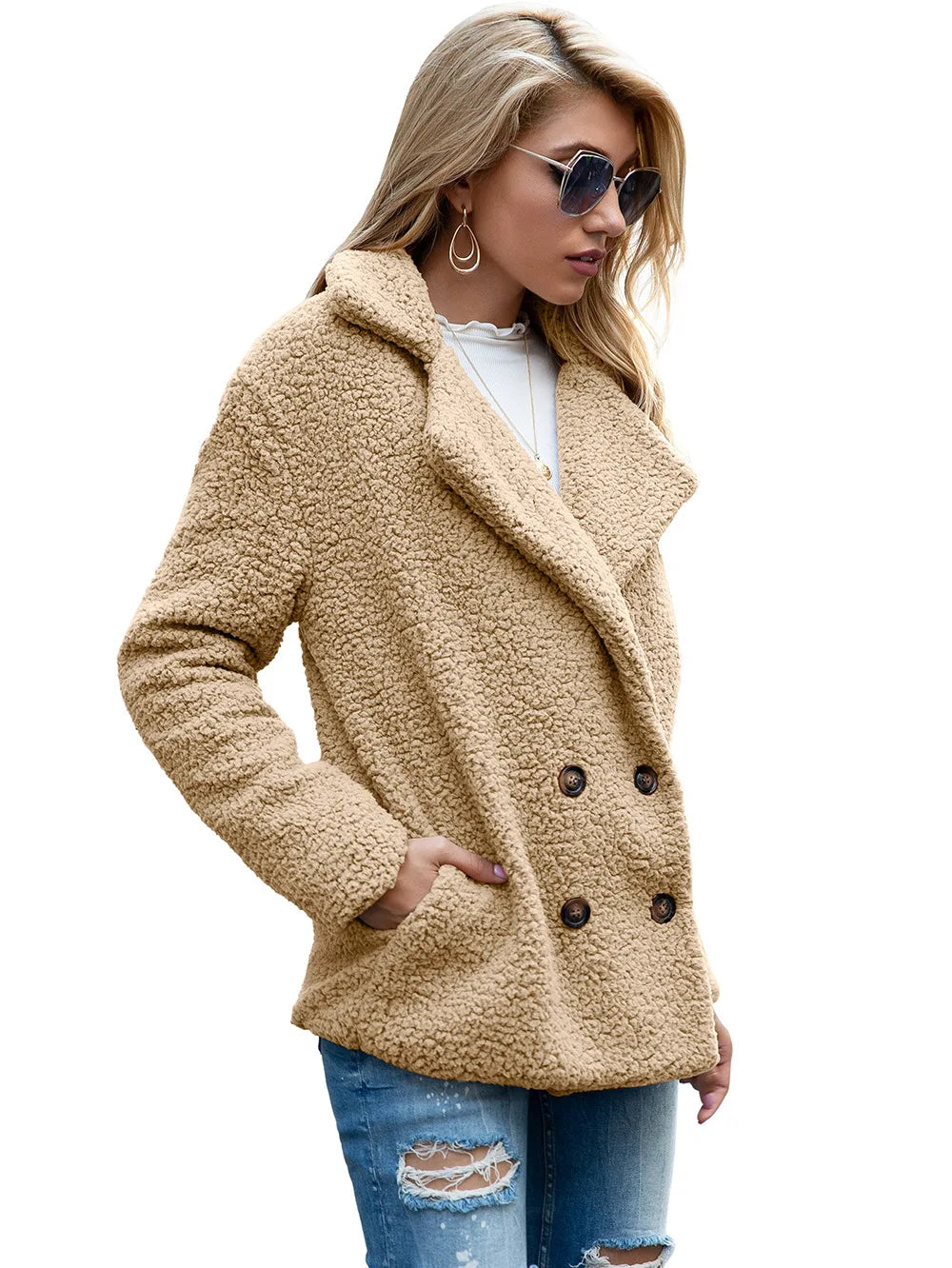 Elegant Faux Fur Cardigan Cashmere Women Coat Autumn Winter Warm Solid Women Jackets Plush Overcoat Casual Teddy Outerwear 22942