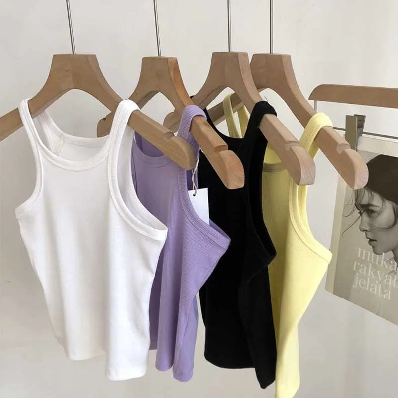 2025 Women Tank Tops Sexy Cropped Top Female Women Summer Camisole Camis Black White Sport Clothes For Women