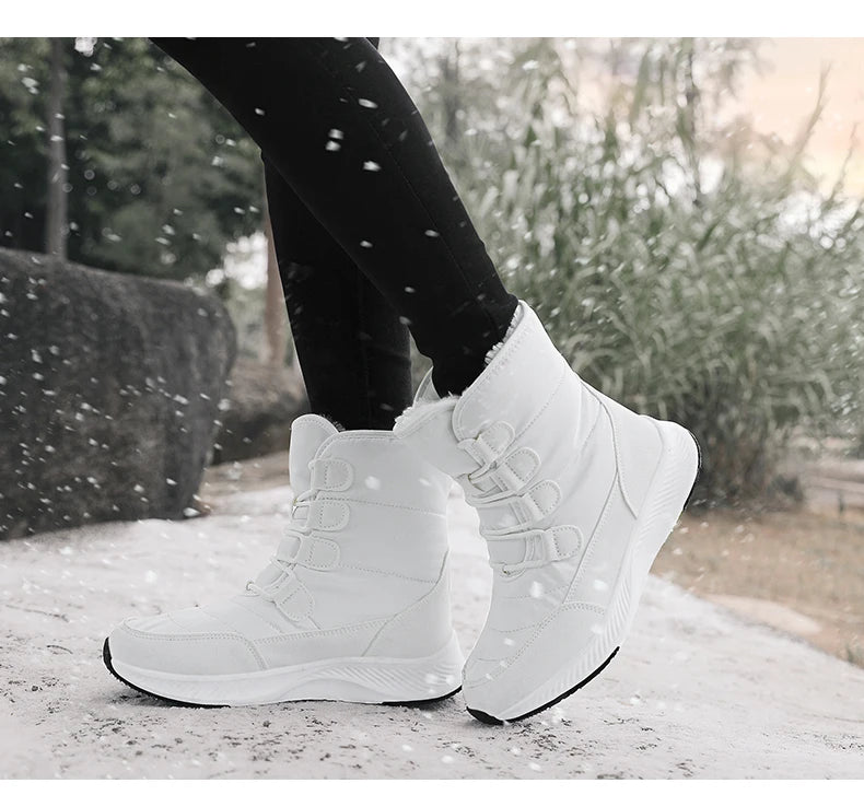 2023 Winter White Snow Boots Waterproof Non-slip Thicken Plush Warm Ankle Boots Women Shoes Botas Mujer Platform Shoes