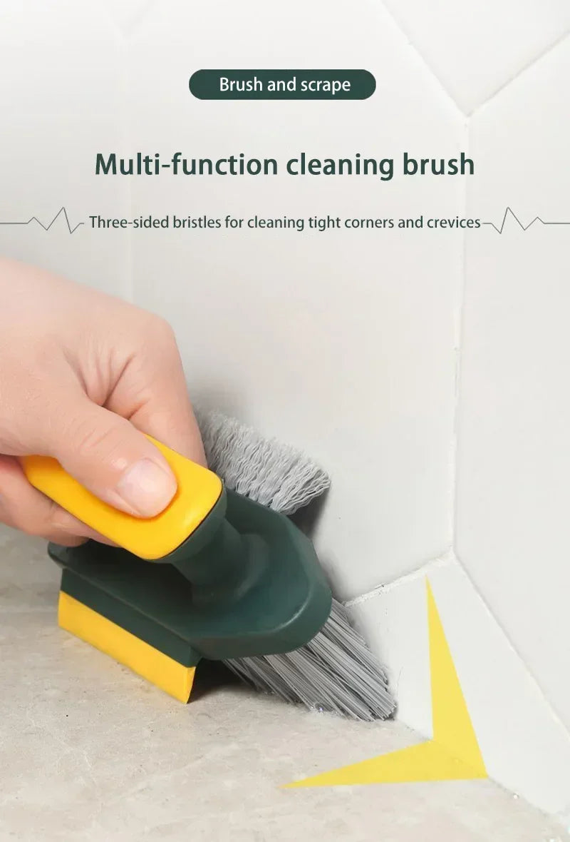 3-In-1 Multi-Function Cleaning Brush Hard Bristle Scrub Brush With Gap Brush T-Handle Grout Cleaner For Bathroom Kitchen Window