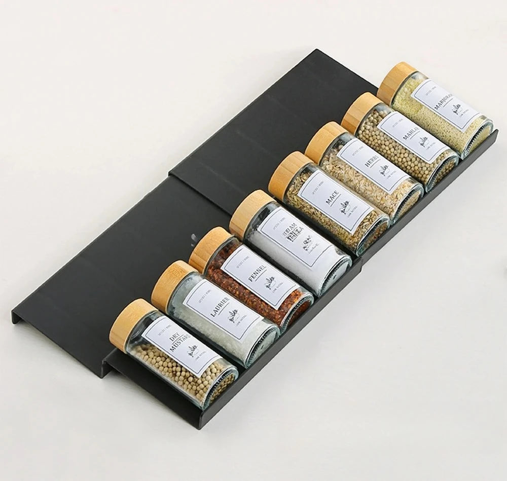 2 Layers Kitchen Spice Drawer Organizer Adjustable Spice Rack for Spice Jars Seasoning Bottles Cabinet Pantry Kitchen Organizer