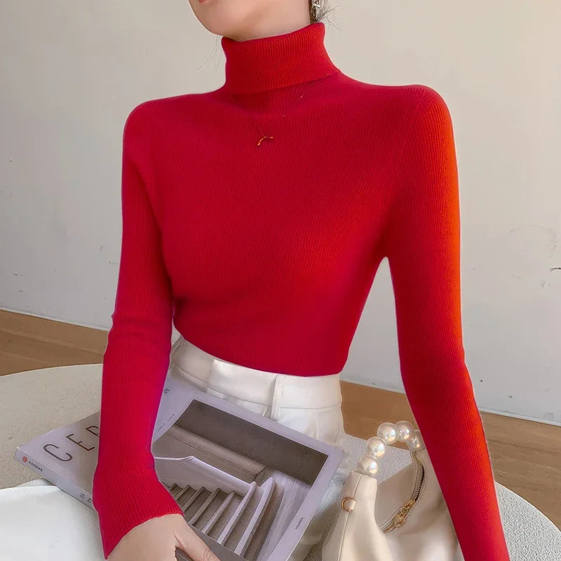 100% pure cashmere sweater women  sweater slim fit sweater versatile for autumn and winter knitted high neck cashmere