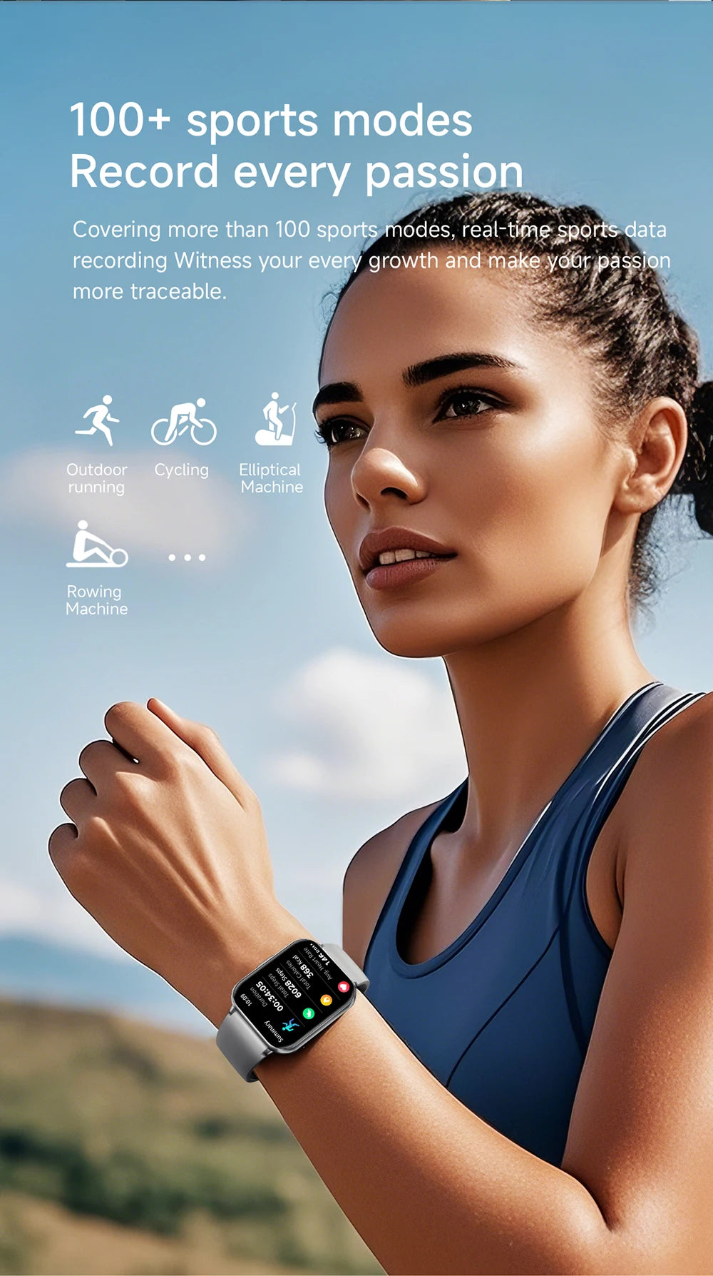 KUMI M2 Smart Watch 1.83" HD Screen ChatGPT 100+ AI Watch Faces Bluetooth Calling 100+ Sports Modes Health Monitoring 2ATM