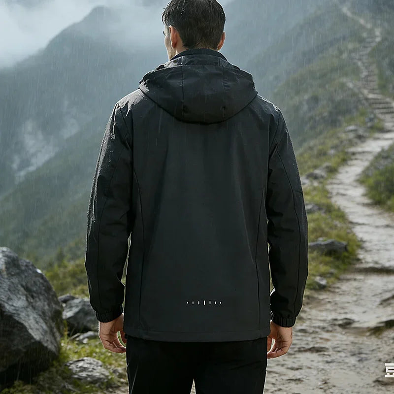 Mens Hooded Waterproof Jackets Autumn Lightweight Outdoor Raincoat Hiking Climbing Windproof Jacket Fashion Windbreaker Coat Man