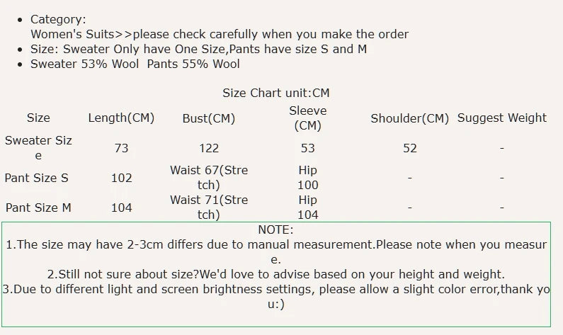 Women Sweater Suits High Quality 50% Wool Pullover With Knitted Pants Two Piece Sets Tracksuits Ladies Outfits Winter Clothes