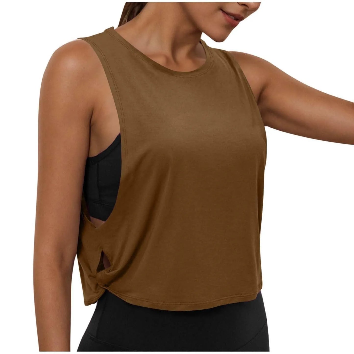 Women Sleeveless Yoga Tops Athletic Vest Breathable Blouse Cover Up Gym Workout Cool T-Shirt Running Short Tank Crop Top