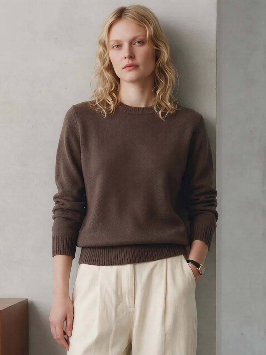 Women Cashmere Sweaters Burgundy O Neck Warm Knitted Brown Pullover Jumper Autumn Winter Wool Sweater Woman Purple Knit Top