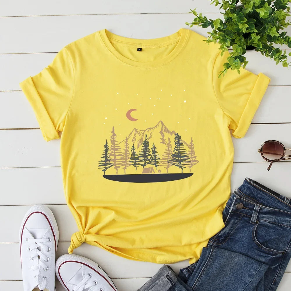 Oversized Women Tops 2024 Summer Woman Clothes Cotton T-shirt Female Short Sleeve Tees Women's Tshirt Graphic T Shirts