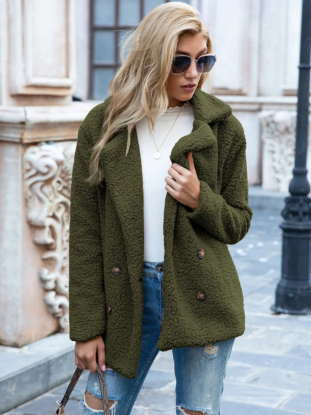 Elegant Faux Fur Cardigan Cashmere Women Coat Autumn Winter Warm Solid Women Jackets Plush Overcoat Casual Teddy Outerwear 22942