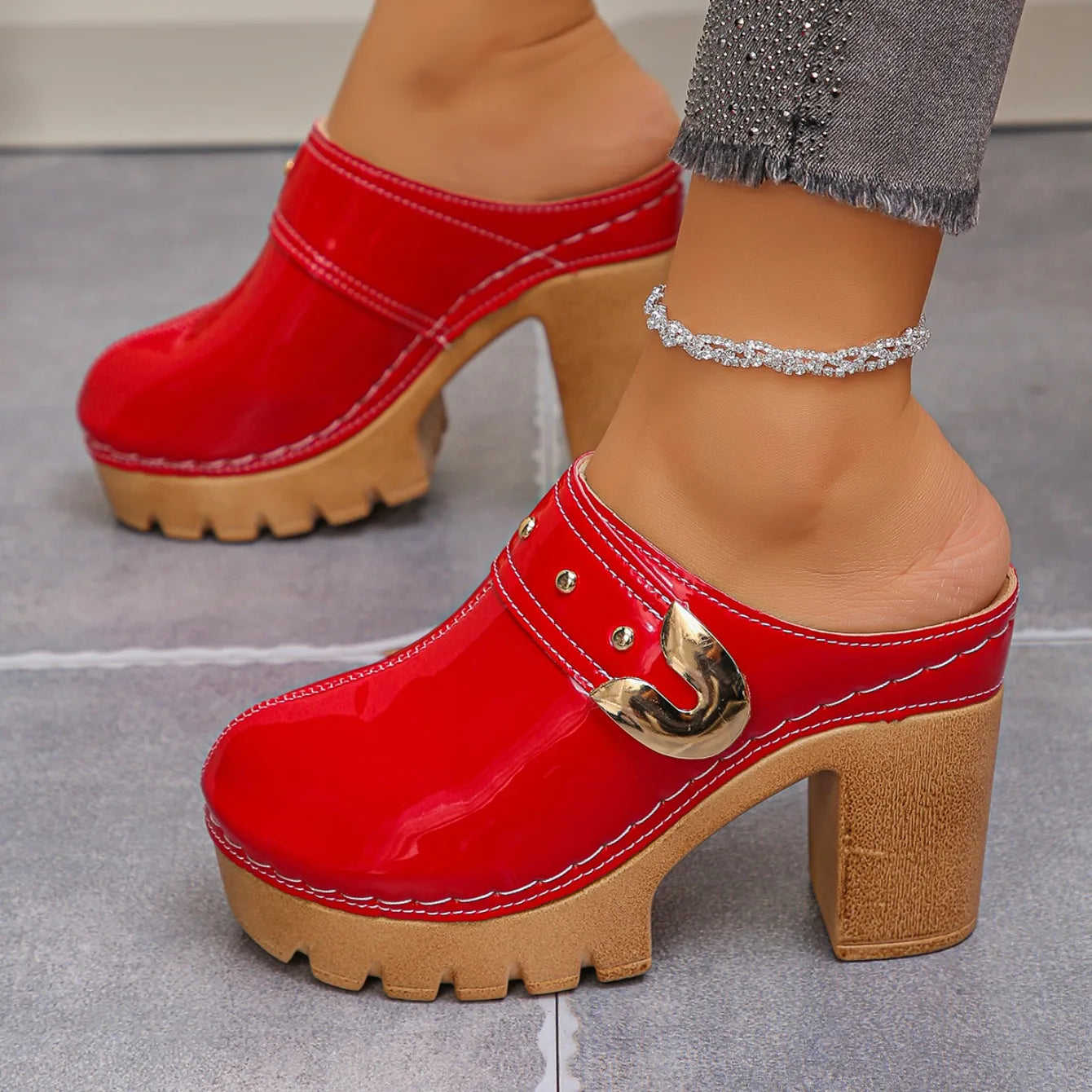 2025 Women Sandals Height Increase Summer Retro Shoes Women Fashion Thick Sole Mules Shoes Chunky Heels Platform Sandals Women