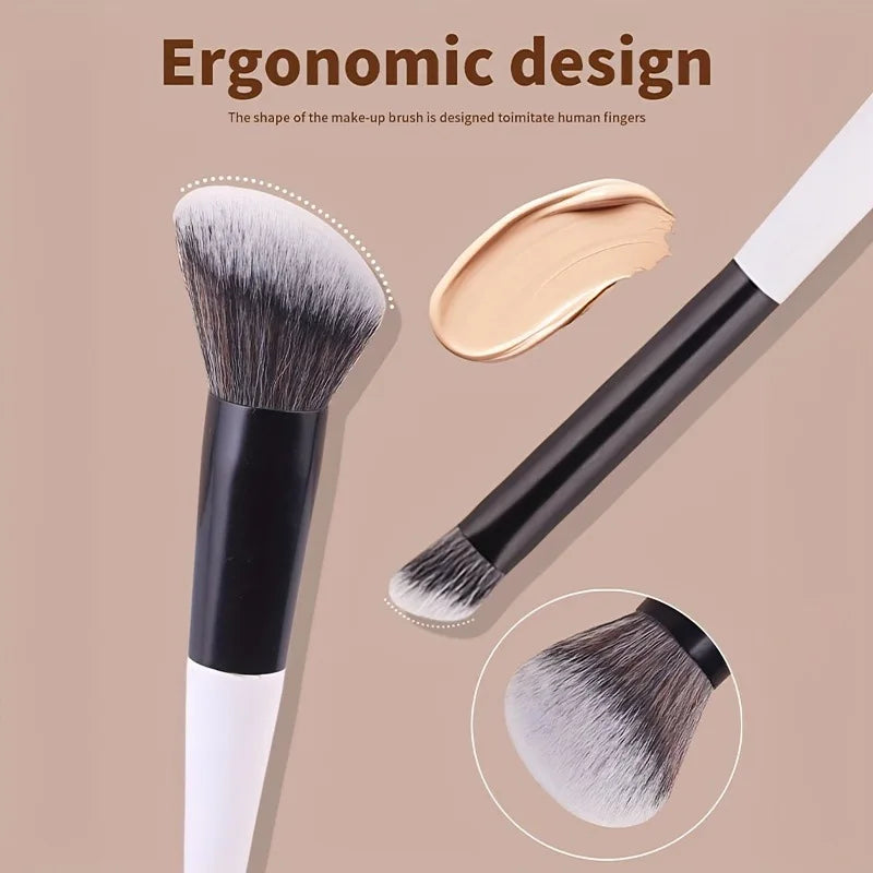 1pcs Double Head Makeup Brushes Flat Angled Foundation Concealer Contour for Blending Loose Powder Liquid Cream Cosmetic Tools