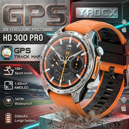 2026 New Smart Watch for Men with Built in GPS Maps 100+ Sport Modes 3ATM Waterproof BT Call MP3 MP4 Playback Altitude Compass