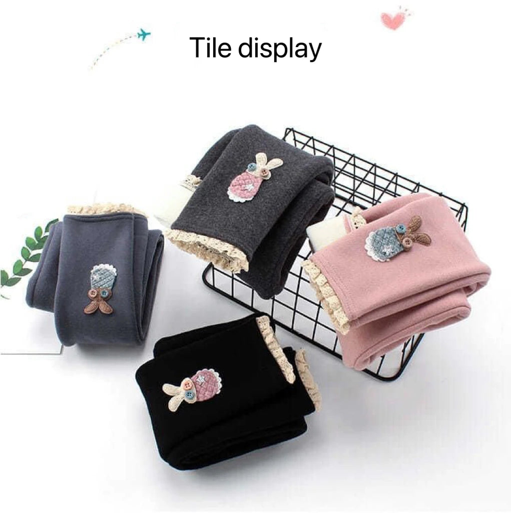 Girls Thermal Leggings Autumn Winter Kids Cute Rabbit Simplicity Tight Warm Trousers Baby Children Skinny Pants Casual Bottoms