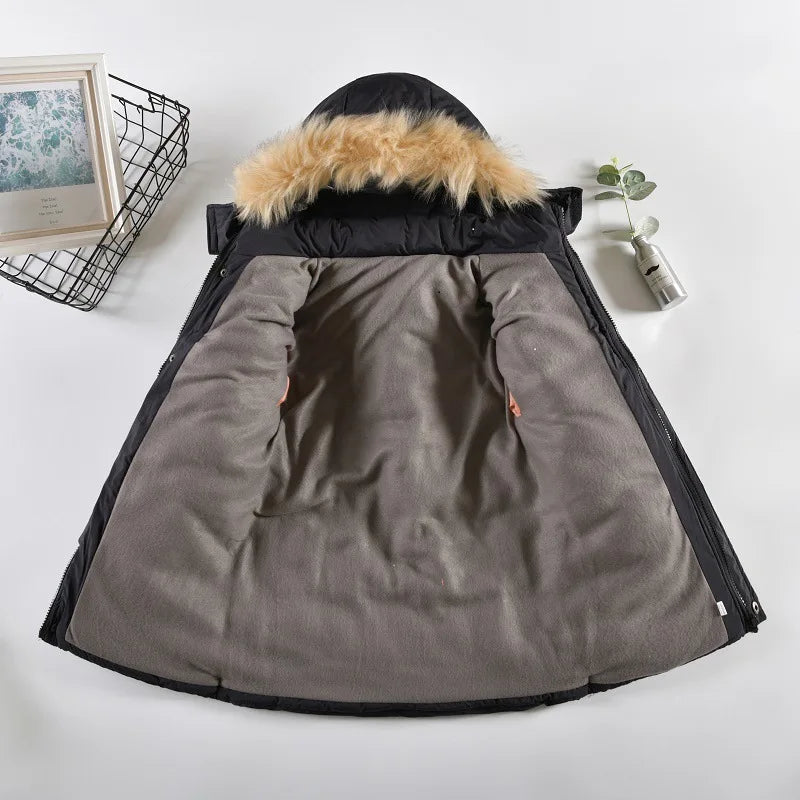Winter Boys Girls Coat Keep Warm Kids Jacket Hooded Zipper Fur Collar snow suit Outerwear Children's Clothing 4 to 8 10 Years