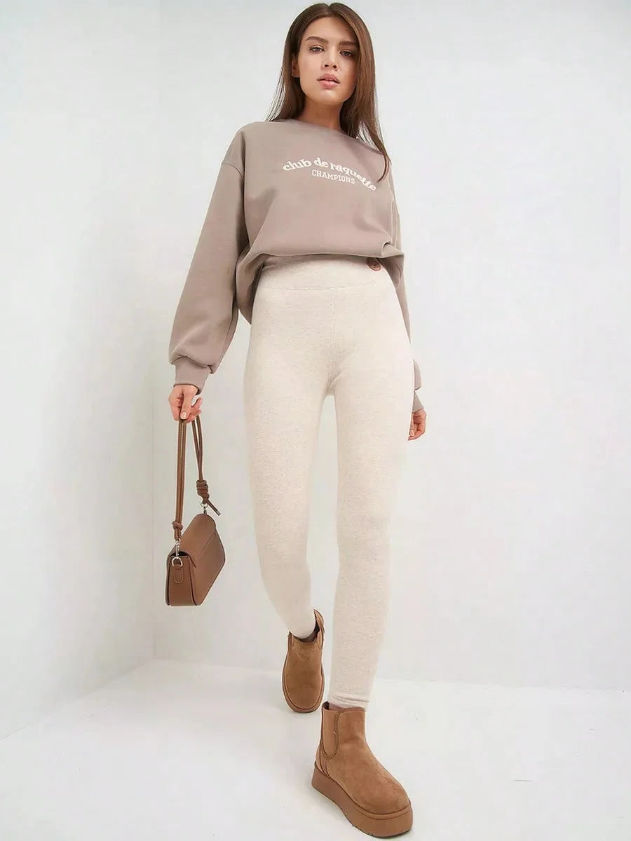 Women's Winter Leggings Thermal Velvet Cotton Slimming Tights with Fleece Pant Apricot Stretch Gray Thick Warm Thermo Leggings
