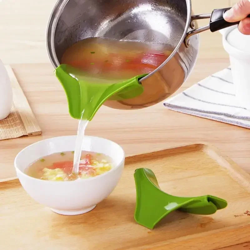 Kitchen Funnel with Anti-Splash Edge and Liquid Streamer Spout, Anti-Spill Pouring Tool