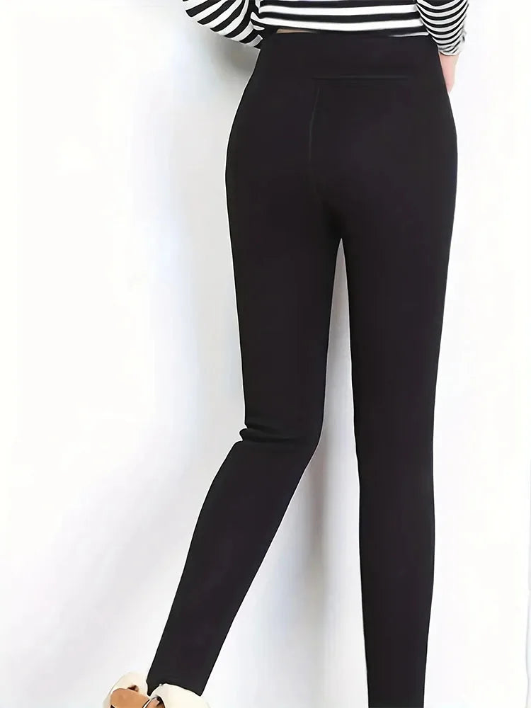 Women's Warm Commuting High Waisted Leggings for Autumn and Winter Fashion, Women's Warm and Plush Elastic Leggings