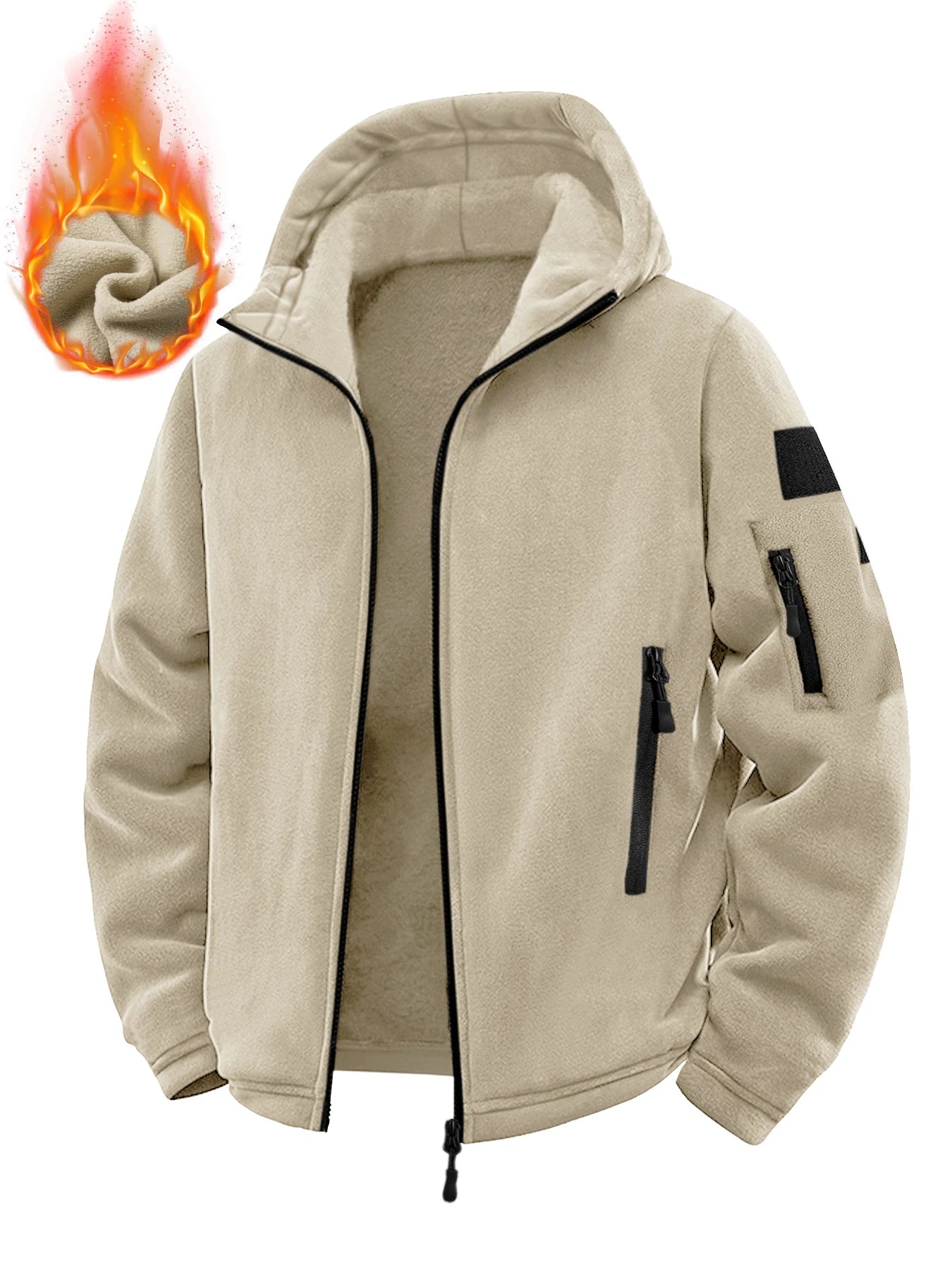 Men's Tactical Jacket Autumn Winter Thickened Warm Hooded Jackets Coats Outdoors Sports Full Zip Up Hoodies Hiking Outwear