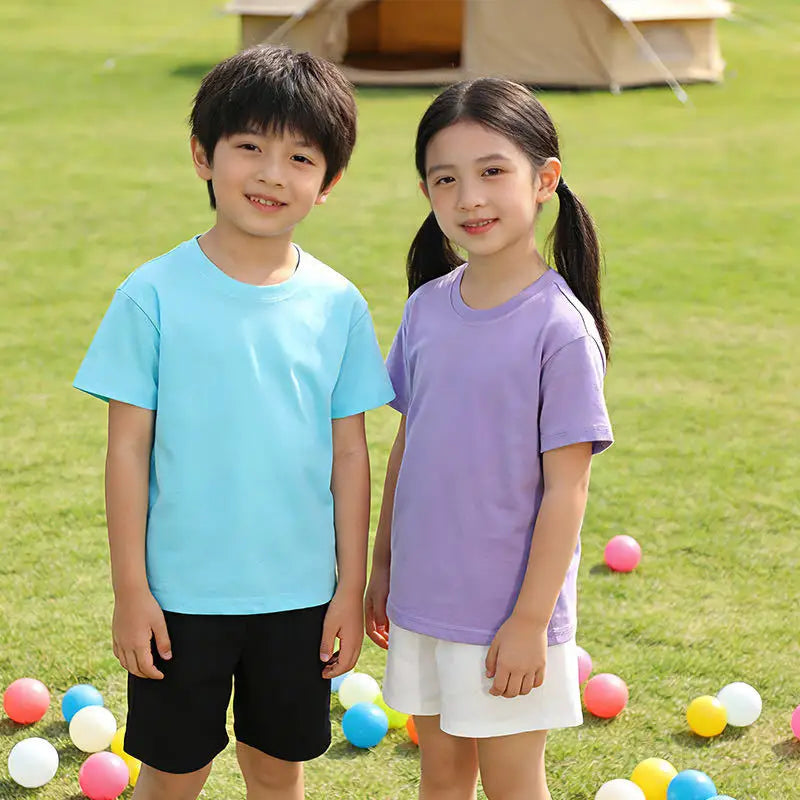 3-13 Years Boys Tshirts Cotton Short Sleeve Girls Clothes Summer Solid T-shirt Teenage Children Tees Kids Korean Top Baby Cloth