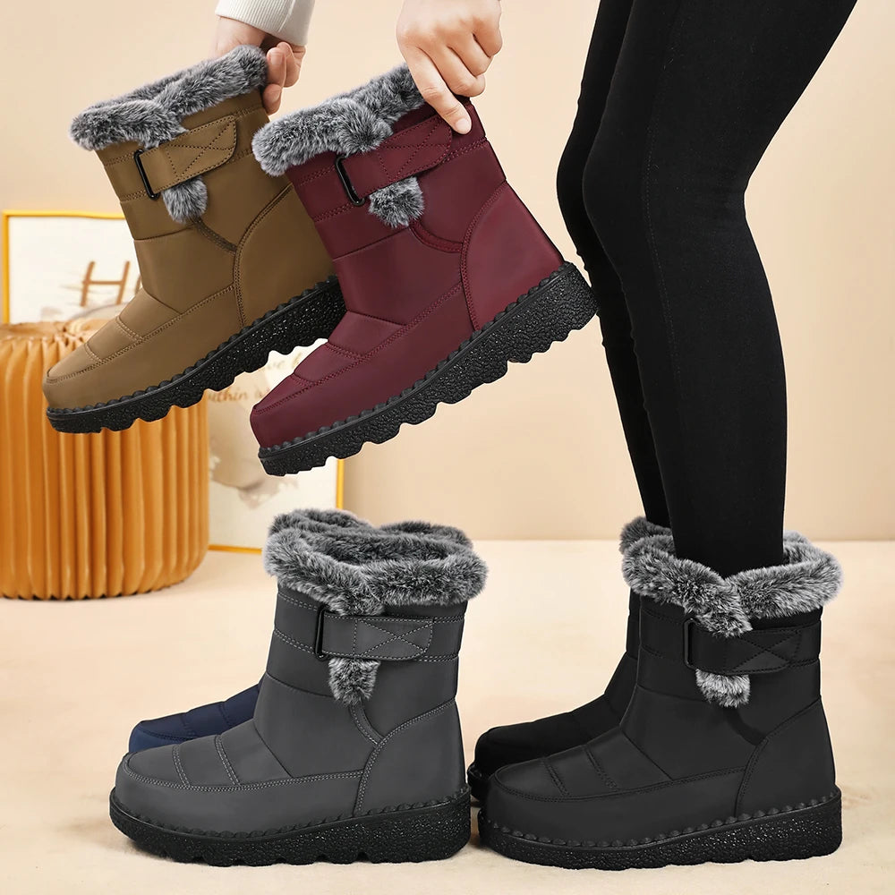 Fashionable New Comfortable Wear-resistant and Non Slip Women's Boots Winter Elegant Solid Color Sexy Warm Snow Boots