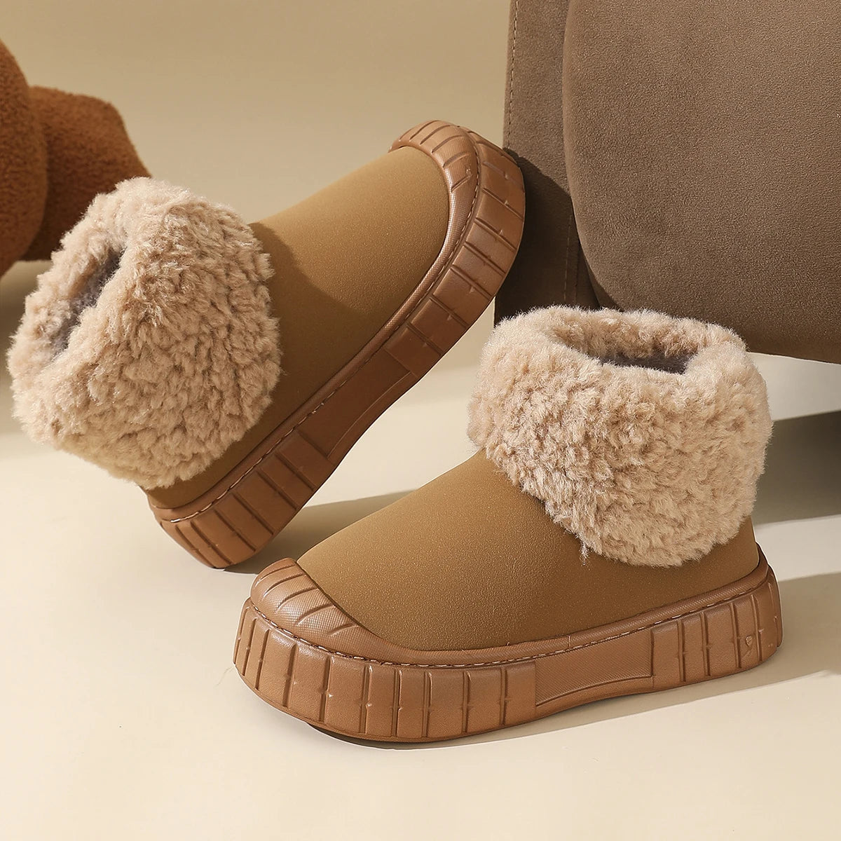Winter New Warm Snow Boots 2025 Fur Design Women Short Boots Non-slip Light Comfortable Child Home Slippers High Top Shoe