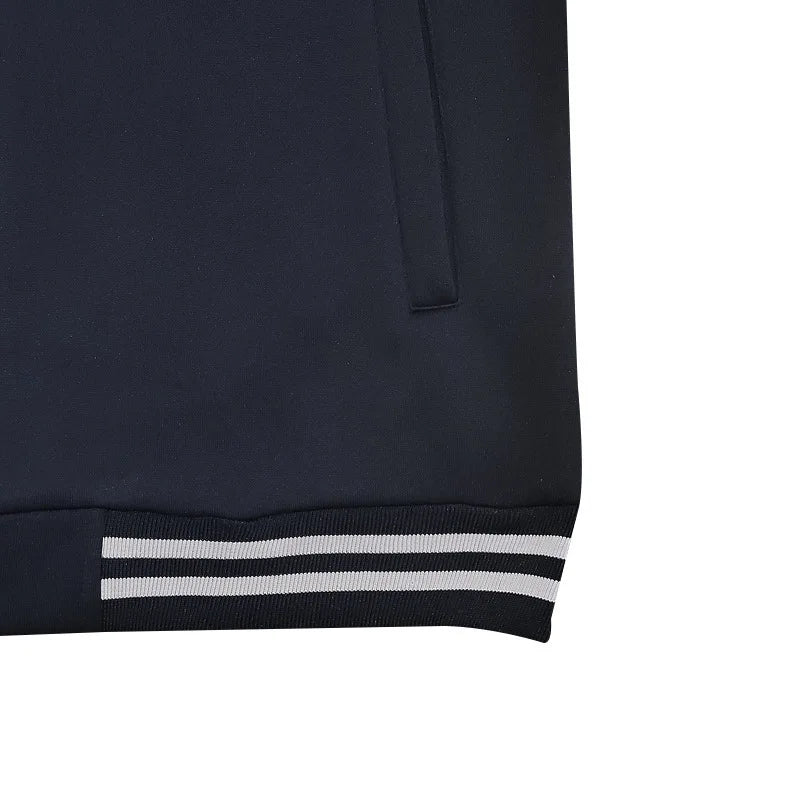 Men's baseball jacket autumn and winter fleece American solid color loose casual stand-up collar single-breasted flight jacket