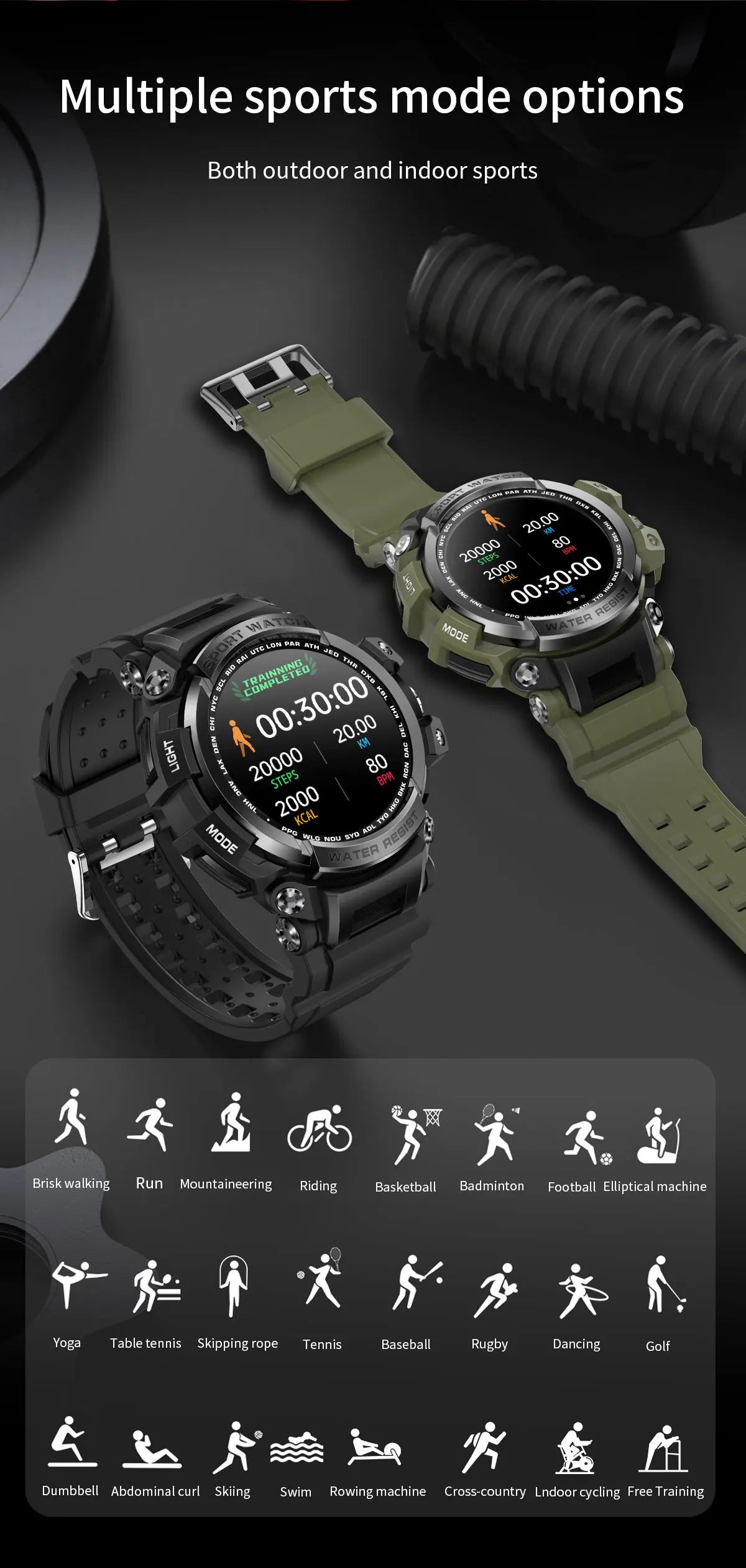 New Military Outdoor Sports Fitness Smart Watch For Men Bluetooth Call Fitness Tracker Health Monitoring Blood Oxygen Waterproof