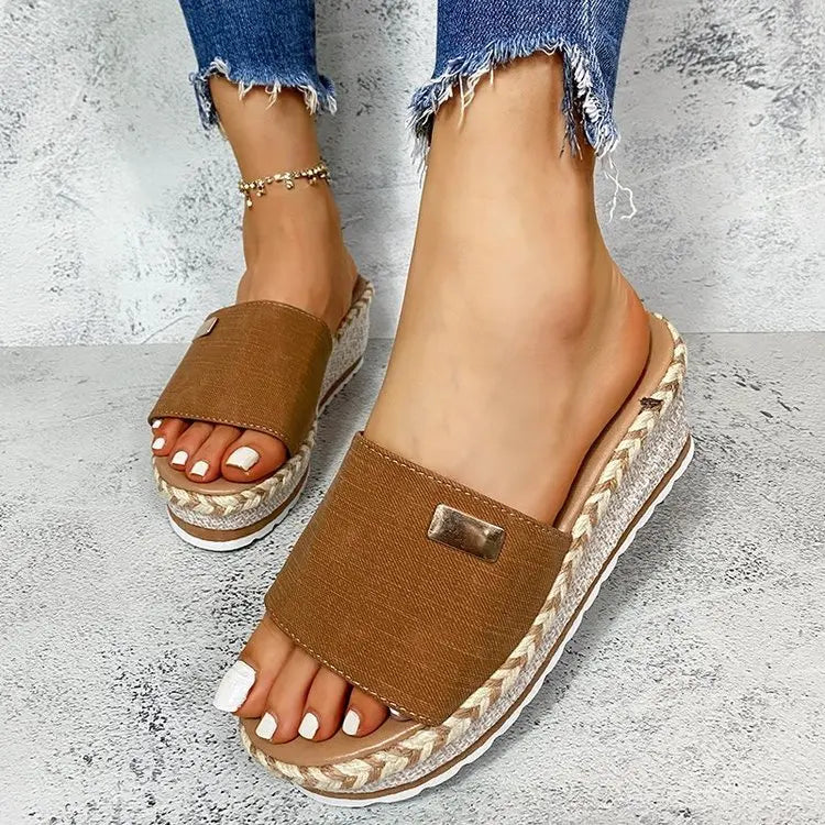 Womens High Heel Sandals Ladies Thick Bottom Casual Slippers Summer New Wedges Sandals Female Shoes Women Platform Mules Slipper