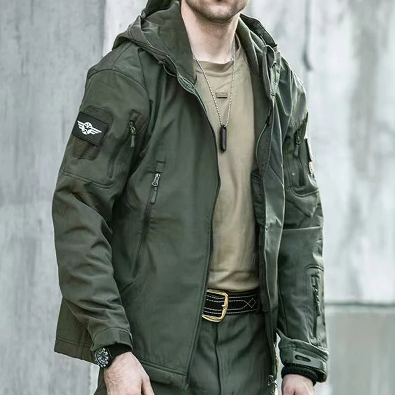 Men Cargo Autumn Winter Fleece Sharkskin Hiking Jackets Tactical Military Army Climbing Trekking Casual Trainning Camping Coat