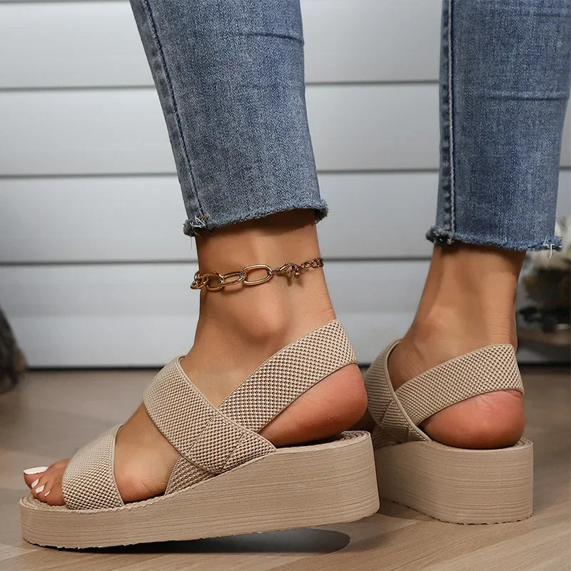 Minimalist Slingback Wedge Sandals Outdoor Summer Lightweight Slides Solid Color Thick Bottom Ladies Shoes Female Sandals