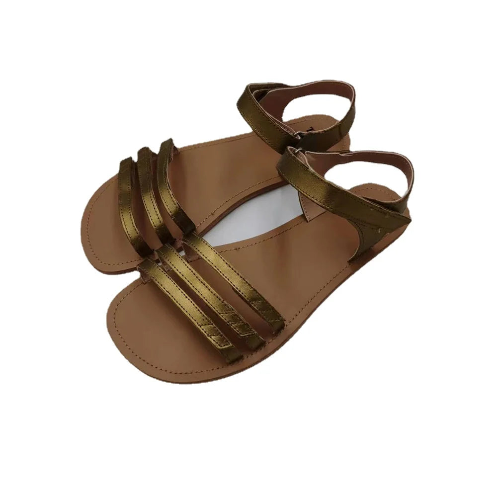 Tipsietoes 2025 Sprinng Barefoot Leather Flat Sandals For Women Shoes With New MInimalist Soft Sole