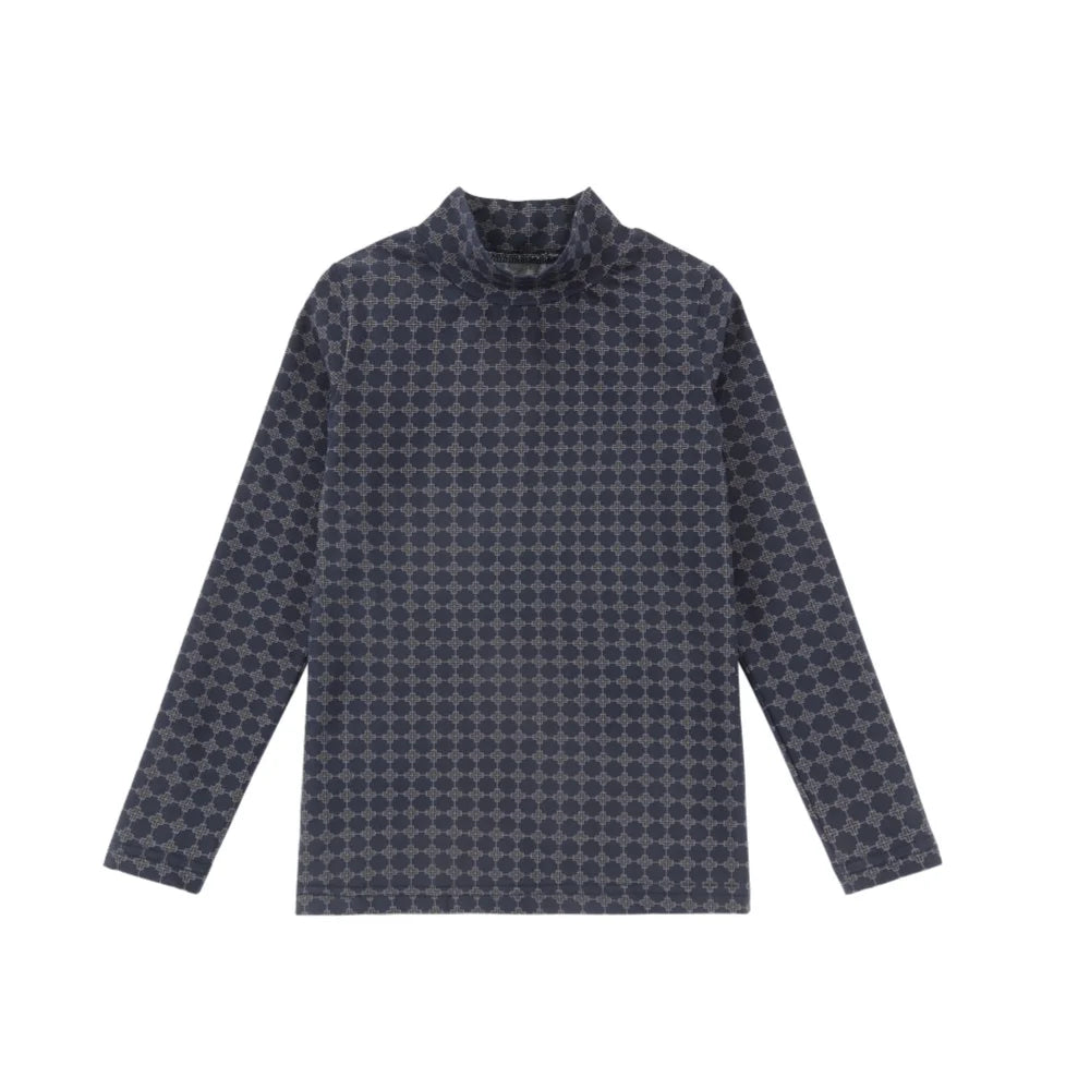 AP AW26 Navy Blue Corduroy Collection Kids Boy Girl Fashion Geometric Print Shirt Family Matching Clothing Dress Top Jumper