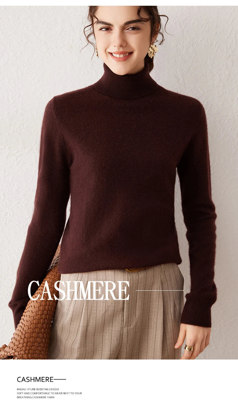 Ladies Sweater Cashmere Sweater Women Wool Turtleneck Knitwears 100% Cashmere Tops Long Sleeve Pullovers Jumpers Female Clothing