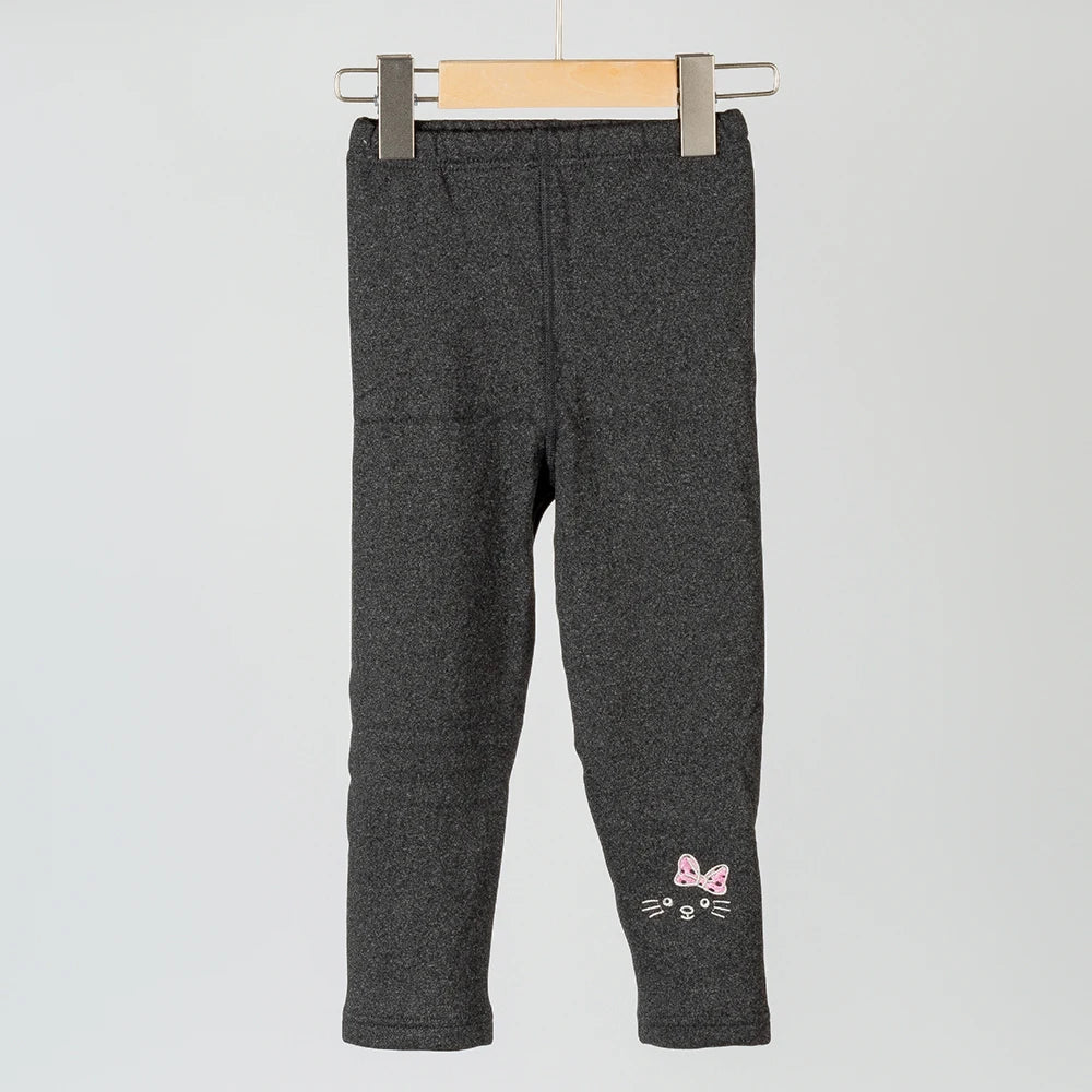 Girls Winter Fleece-lined Leggings Thermal Tights for Outdoor Wear Thickened Warm Pants Multi-Color Cute Patterns