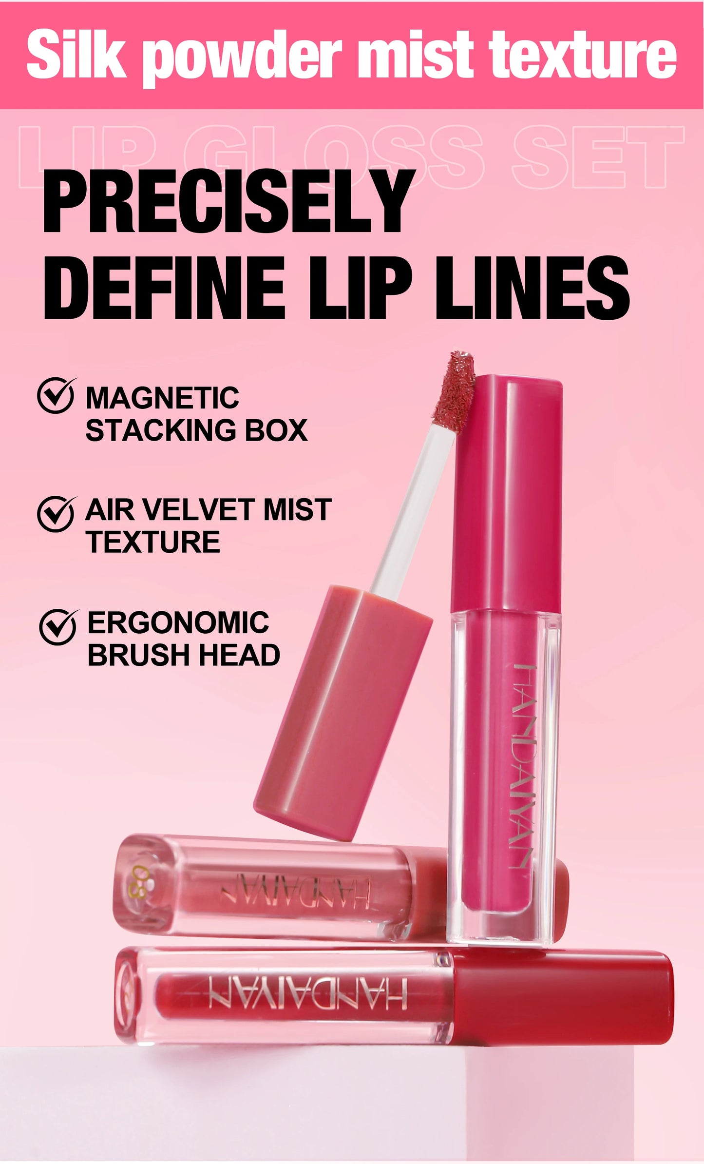 4pcs Velvet Lip gloss Set Liquid Lipstick Kit Easy Color Long Lasting Waterproof Lip Tint Oil Non-Stick Makeup Lip Glaze Set