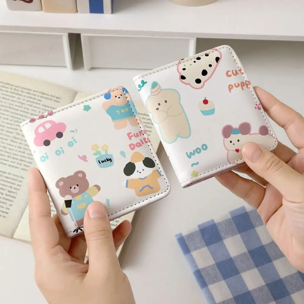 Cute Short Wallet Cartoon Coin Purse Girls PU Leather Money Bag Mini Portable Storage Bag Kawaii Card Holder