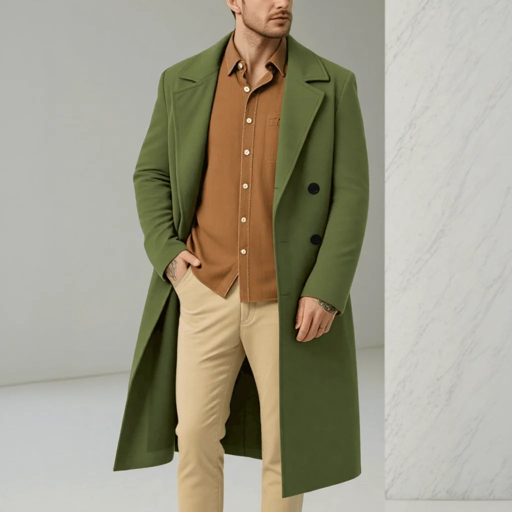 Men's Double Breasted Jacket Business Casual Gentleman Coat Fall Winter Thickened Warm Wool Blazer Formal Wear Outerwear Suit