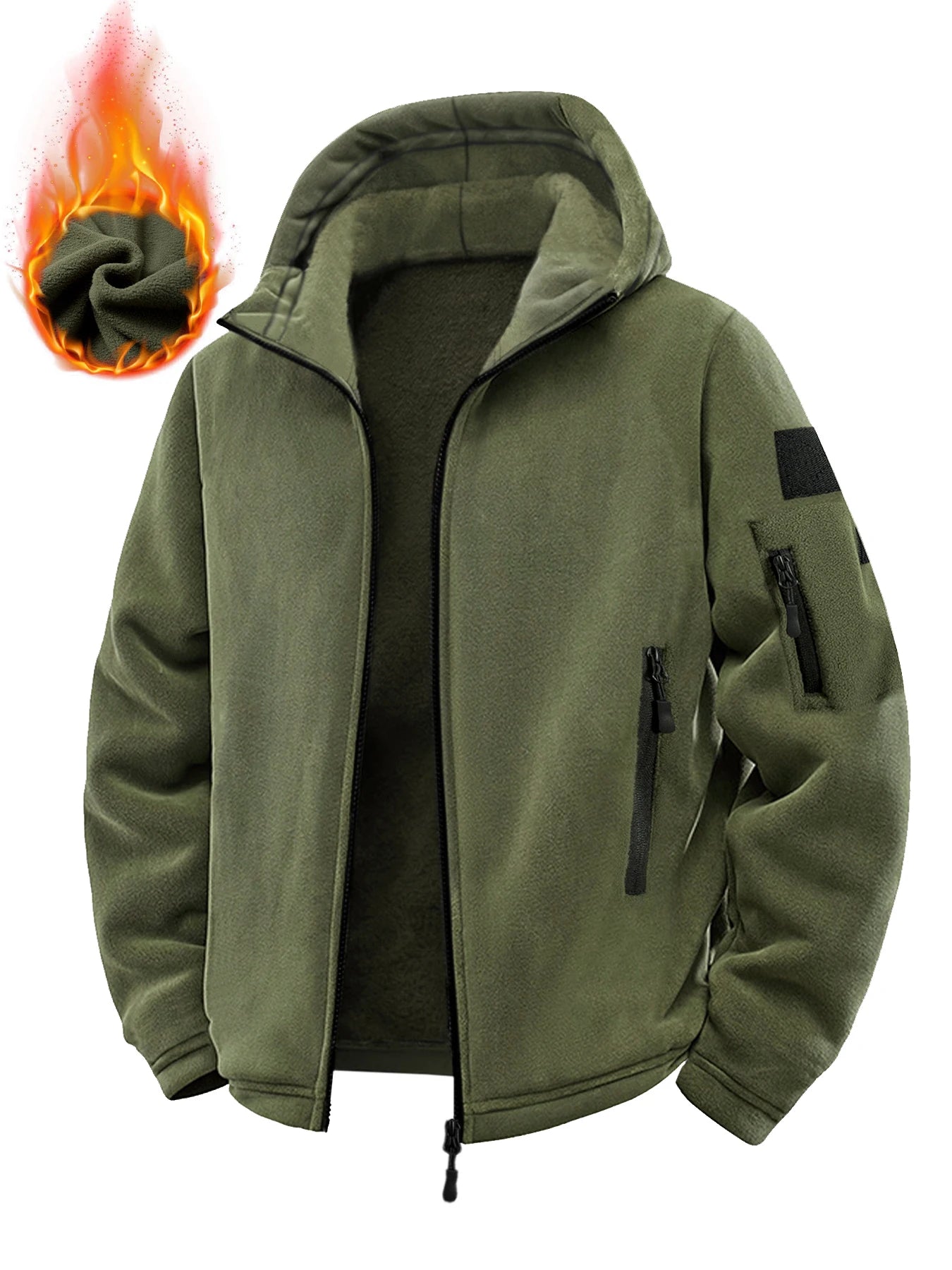Men's Tactical Jacket Autumn Winter Thickened Warm Hooded Jackets Coats Outdoors Sports Full Zip Up Hoodies Hiking Outwear