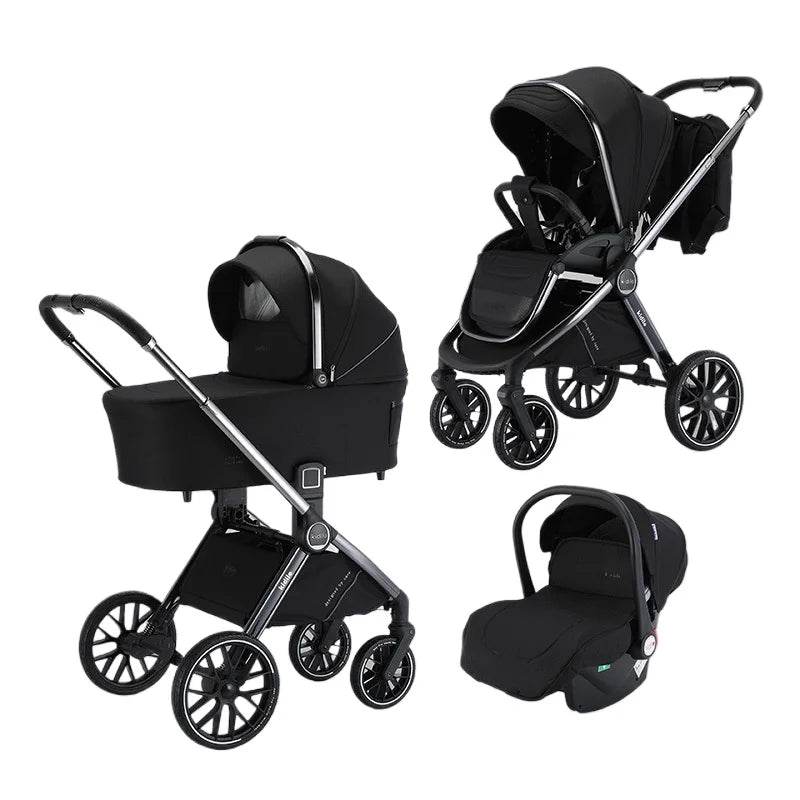 High-view 3-in-1 Baby Stroller Reversible Baby Stroller with Carrier Newborn Baby Stroller Shock Absorption Foldable