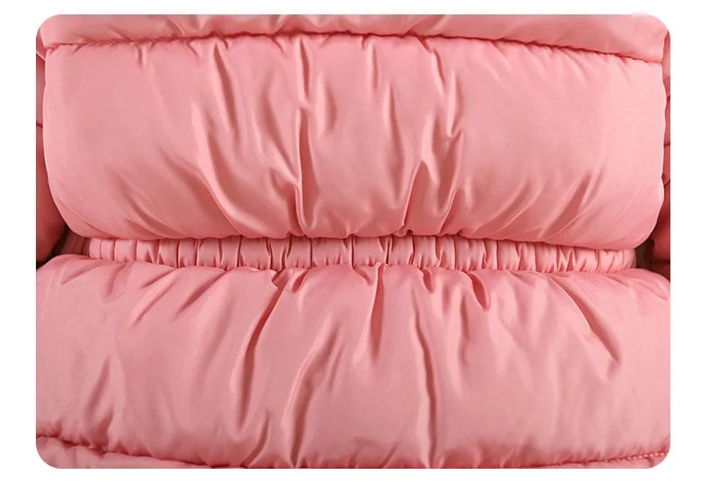 2025 Winter New Girls Jacket Long Solid Color Lining Berber Fleece Thick Warm Hooded Parka For 4-10Y Girls Bow Fashion Snowsuit