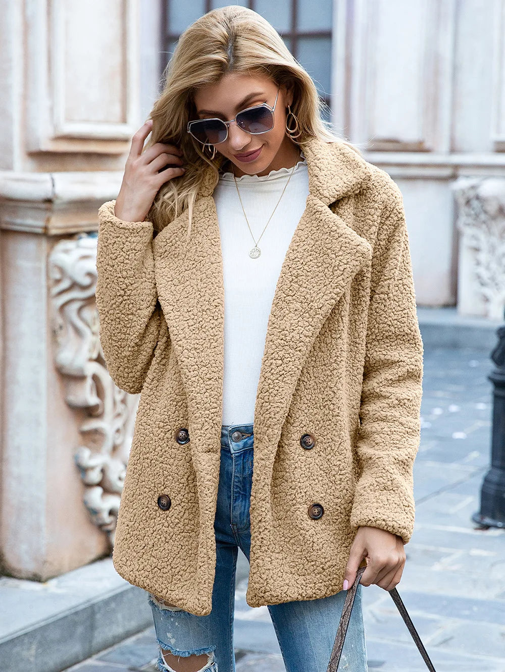 Elegant Faux Fur Cardigan Cashmere Women Coat Autumn Winter Warm Solid Women Jackets Plush Overcoat Casual Teddy Outerwear 22942