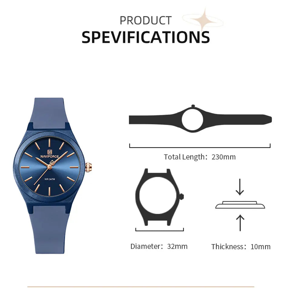 NAVIFORCE 2025 Women Fashion Watches Quartz Watch Sports Silicone Strap Ladies Wristwatches Simple Clock Gift relogios feminino