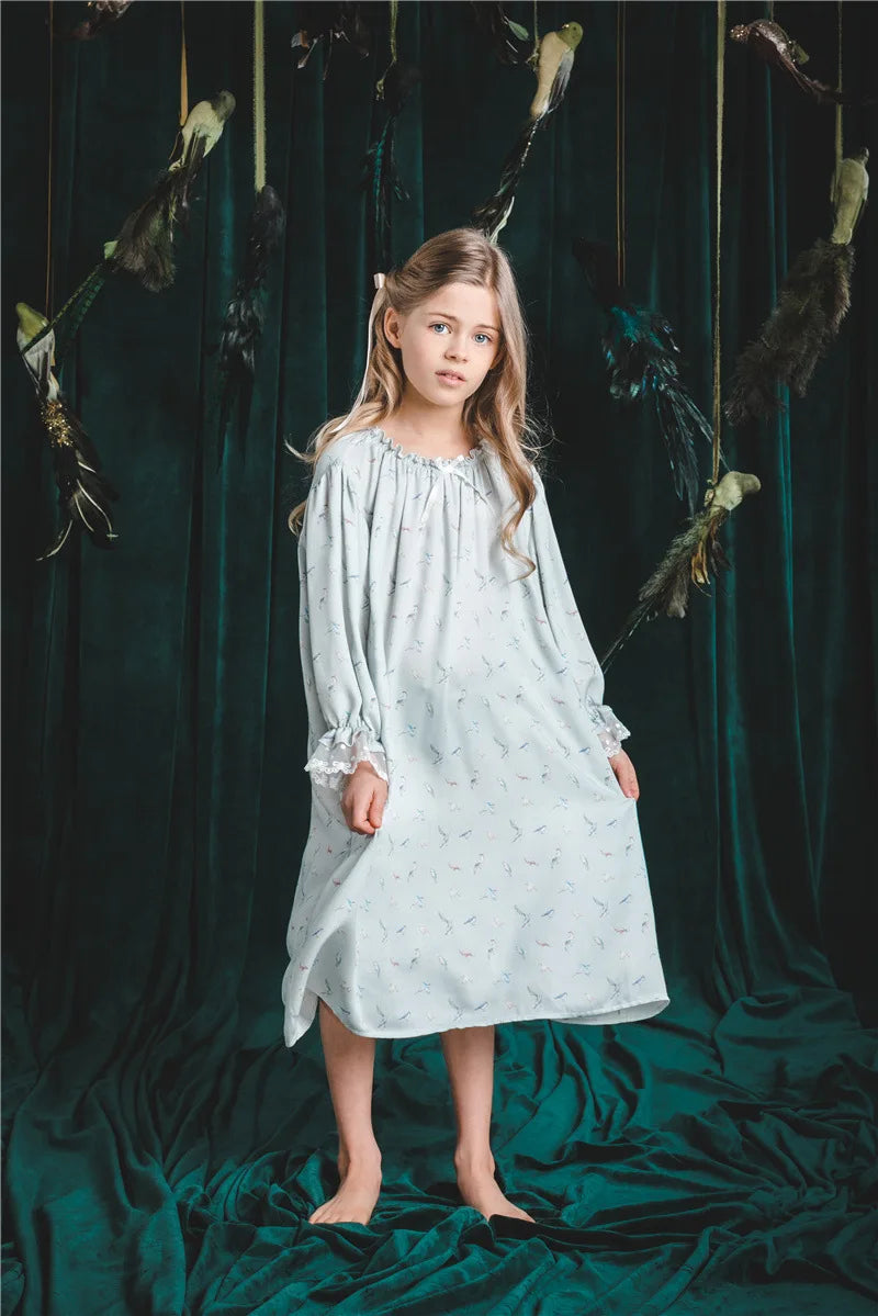 Pajamas Dress for Baby Girls Summer Children Floral Printed Soft Loose Night Dresses Princess Girl Nightgown Lady Sleepwear