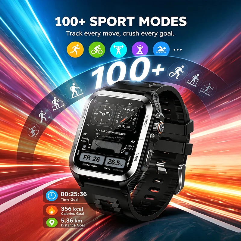 2026 New 1.83" HD Screen Sports Smart Watch BT Call with Heart Rate Health Monitoring 100+Sports Mode IP68 Waterproof Smartwatch