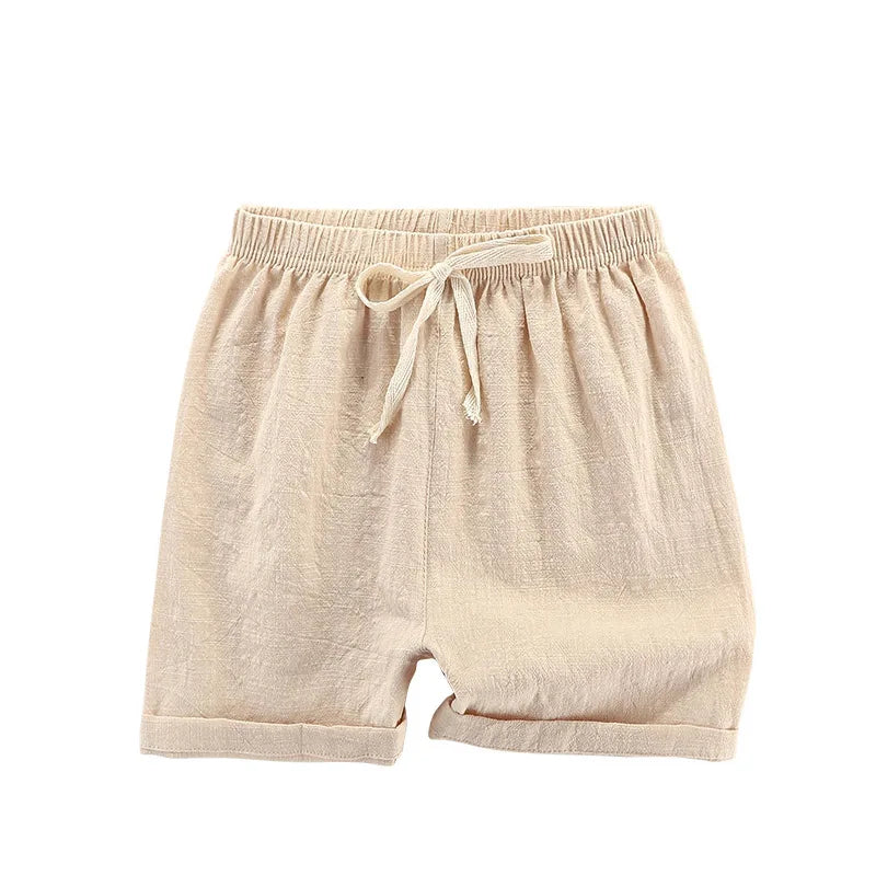 Teenage Boy Shorts 150 160cm Summer Clothing Cotton Linen Shorts Light Blue Black Red Children Shorts for Girls Toddler Clothes
