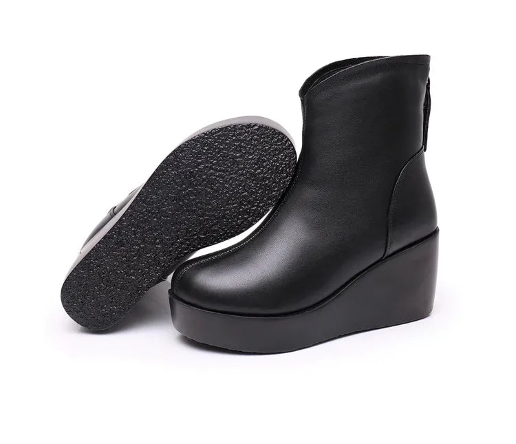 GKTINOO 2026 New Autumn Winter Women Shoes Woman Genuine Leather Wedges Snow Boots Height Increasing Short Women Boots Platform