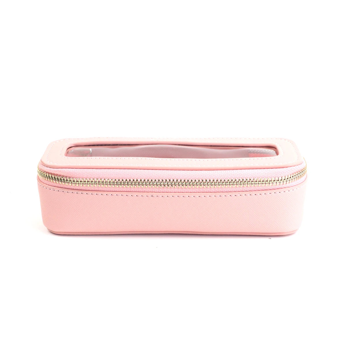 Customized Name PU Leather Women's Transparent Makeup Brush Box, PVC Makeup Bag Women's Toiletries Accessories