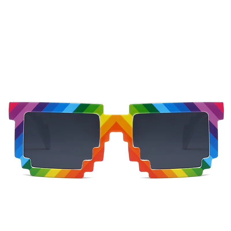 Fashion Kids Sunglasses Small Size And Large Size Sunglasses Mosaic Rainbow Colors Boys And Girls Pixel Glasses Novelty Kid Gift