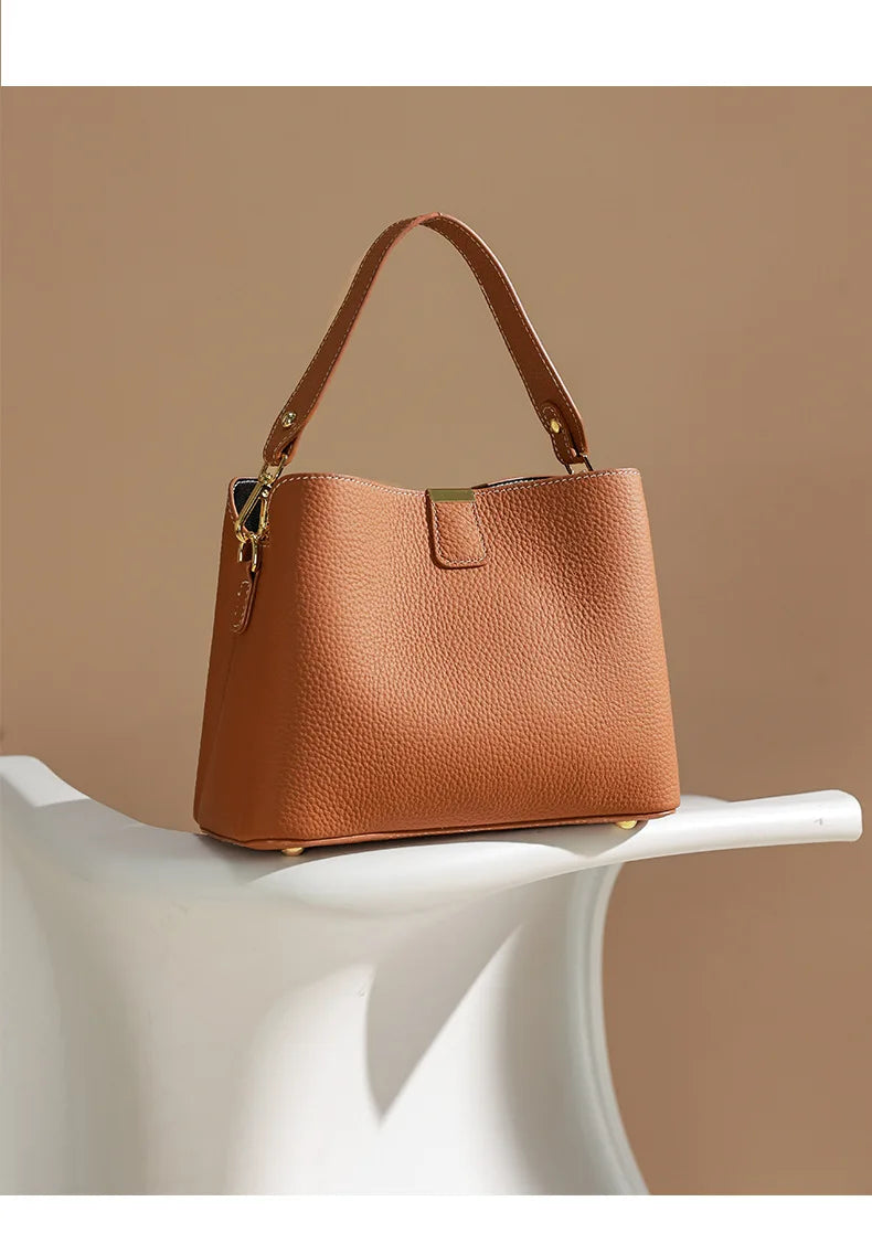 Retro bucket bag women's fashionable handbag large capacity new single shoulder crossbody bag Soft Leather multi-color wallet