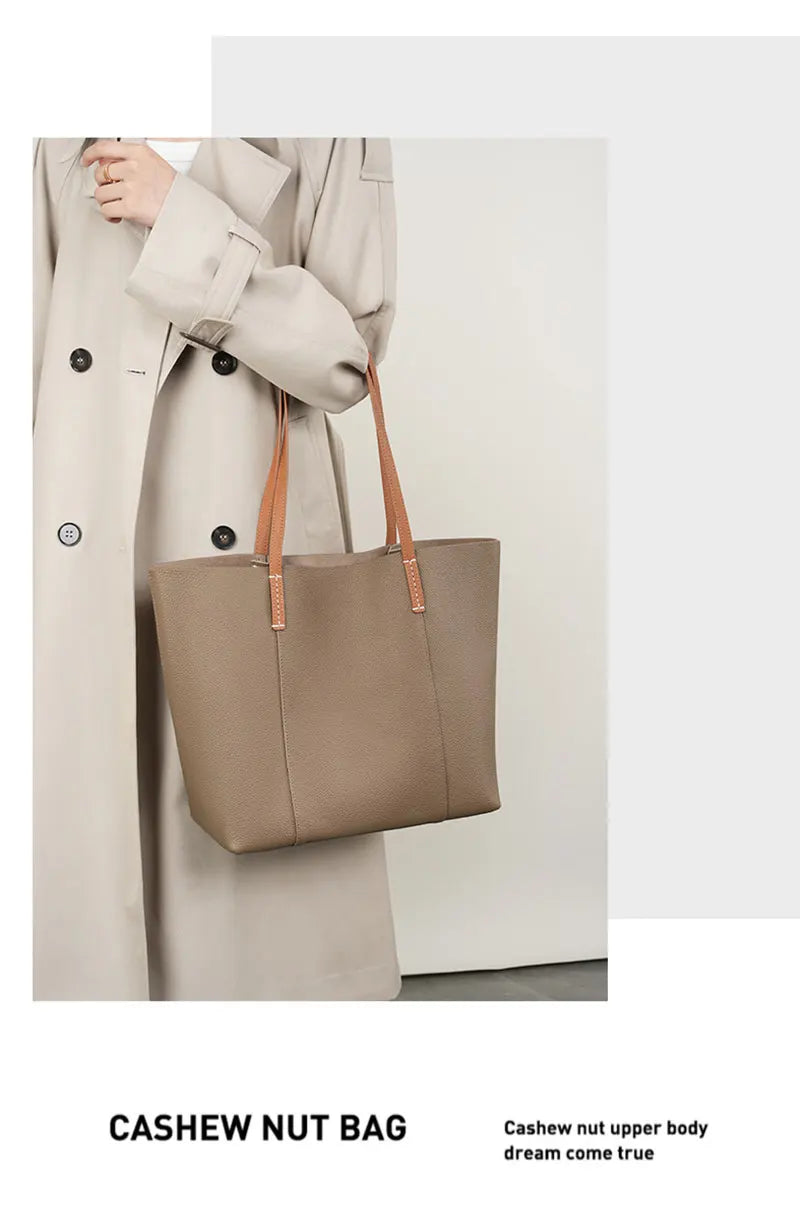 100% Genuine Leather Women's Tote Bags Luxury Designer Large Capacity Women Shoulder Bag Soft Cowhide Female Handbags 2378